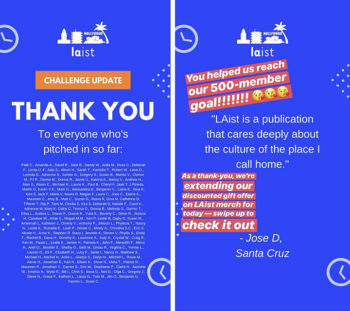We used Instagram Stories to tell our audiences how our campaign was doing and to thank them for their donations.