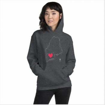All proceeds from the sale of this sweatshirt, illustrated with a drawing by BDN editorial cartoonist George Danby, were donated to a fund to support victims of the October 2023 mass shooting in Lewiston, Maine.